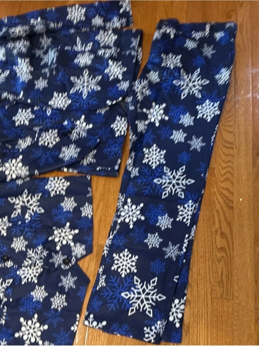 Men's Navy Blue Snowflake Suit Jacket, Vest & Pants Set